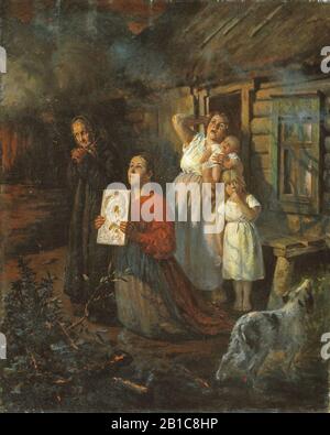 Fyodor Buchholz Village Fire 1901. Foto Stock
