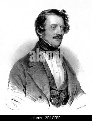 Gaetano Donizetti (ritratto di Joseph Kriehuber, 1842). Foto Stock