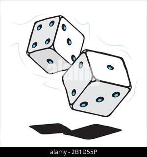 Linea di dadi a rotolamento arte in aria linee di movimento ombra Illustrazione Vettoriale