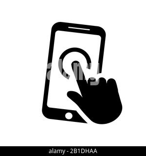 Smartphone Icon in stile piatto con la mano Illustrazione Vettoriale