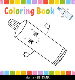 Libro da colorare per bambini. Carattere allegro. Semplice piatto isolato vettore illustrazione in carino stile cartone animato Illustrazione Vettoriale