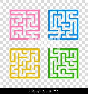 Una serie di labirinti. Gioco per bambini. Puzzle per bambini. Labirinto enigma. Illustrazione del vettore Illustrazione Vettoriale