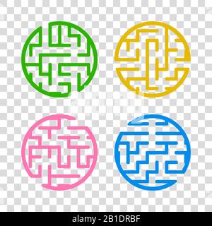 Una serie di labirinti. Gioco per bambini. Puzzle per bambini. Labirinto enigma. Illustrazione del vettore Illustrazione Vettoriale