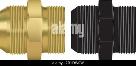 Connettori per tubi flessibili in zinco e disegno nero Illustrazione Vettoriale