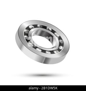 Cuscinetti 3d lucidi realistici, meccanismo dettagliato su bianco Illustrazione Vettoriale