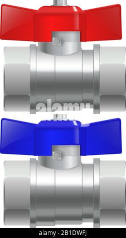 Connettori per tubi in metallo cromato. Rubinetti dell'acqua Illustrazione Vettoriale