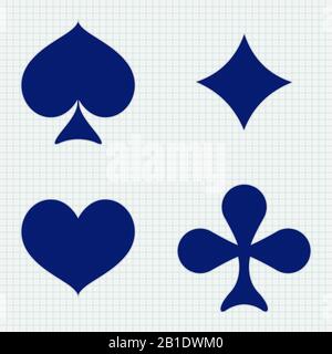 Quattro carte - diamanti, club, picche, cuori Illustrazione Vettoriale