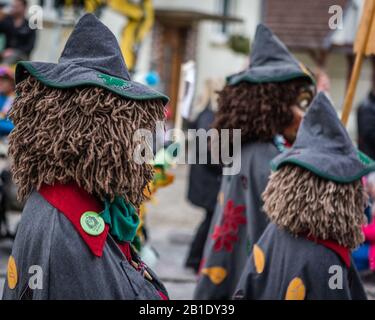 Mossingen, Baden Württemberg, Germania - 4 Febbraio 2018: Carnevale Di Fasnet In Germania. Foto Stock