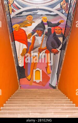 Dipinti di Palacio Clavijero, Centro storico di Morelia, stato di Michoacan, Messico, America Centrale Foto Stock