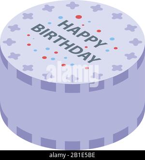 Dolce icona torta di compleanno, stile isometrico Illustrazione Vettoriale