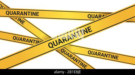 Epidemia MERS-cov quarantena attenzione su nastro giallo di avvertimento coronavirus infezione wuhan 2019-nCoV pandemia salute concetto vettore orizzontale illustrazione Illustrazione Vettoriale