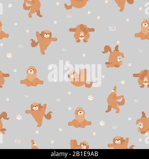 I cani da yoga posano ed esercitano un design senza cuciture. Cockapoo. Illustrazione del vettore Illustrazione Vettoriale