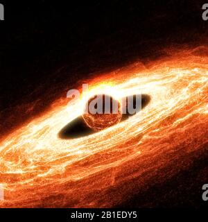 Super Massive Black Hole Con Disco Hot Accretion Foto Stock