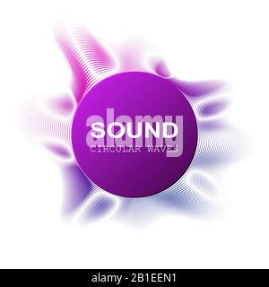 onde sonore di colore radiale isolate su sfondo darck, illustrazione vettoriale Illustrazione Vettoriale