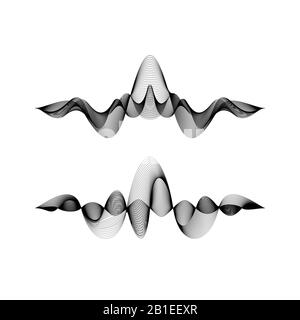 set di forme d'onda isolate su sfondo bianco, illustrazione vettoriale Illustrazione Vettoriale