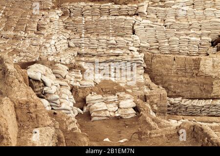 Scavi di sito di Catalhoyuk. Fu un enorme insediamento neolitico e calcolitico nell'Anatolia meridionale, in Turchia. Patrimonio Dell'Umanità Dell'Unesco Foto Stock