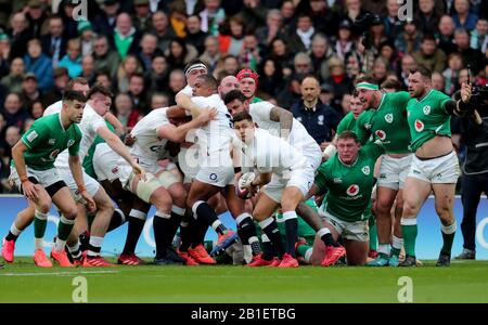 CONOR MURRAY, TOM CURRY, KYLE SINCKLER, COURTNEY LAWES, BEN YOUNGS, TADHG FURLONG, ROB ARINGHE & CIAN HEALY ENGLAND V IRELAND ENGLAND V IRELAND, GUINNESS SIX NATIONS 2020 TWICKENHAM, LONDRA, INGHILTERRA 23 FEBBRAIO 2020 DIF20806 Foto Stock