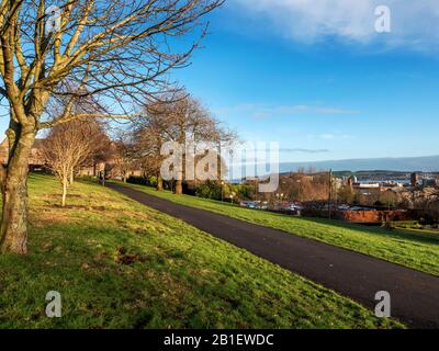 Vista su Dundee dal Dudhope Park in inverno Dundee Scozia Foto Stock