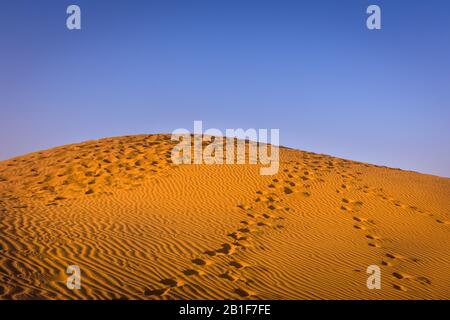 Dune di sabbia del deserto di Maspalomas, spiaggia di Maspalomas, Gran Canaria, Isole Canarie, Spagna Foto Stock