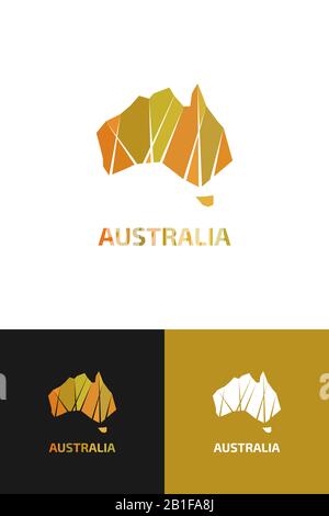 Logo in vista della mappa del contorno dell'Australia Illustrazione Vettoriale