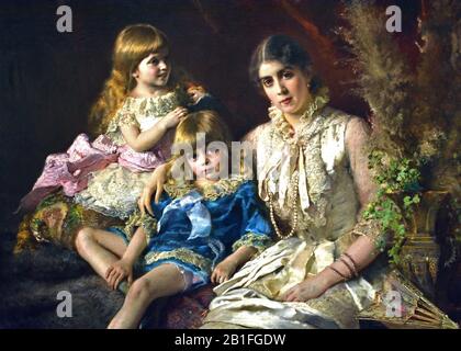 Ritratto Di Famiglia 1882 Del Pittore Russo Konstantin Makovsky 1839-1915 Russia, Russia, Federazione, Foto Stock