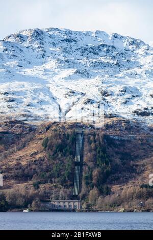 Il Sloy/Awe Hydro-Electric Scheme una struttura idroelettrica tra Loch Sloy e Inveruglas West Bank di Loch Lomond Argyll E Bute Scotland UK GB Foto Stock