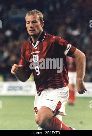 Allan SCHEARER giocatore di calcio britannico nella squadra nazionale e Blackburn Rovers Foto Stock