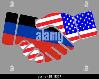 Donetsk Repubblica popolare e USA bandiere Handshake vettore Illustrazione Vettoriale