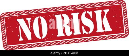 Grunge rosso senza rischio parola quadrata gomma timbro su sfondo bianco Illustrazione Vettoriale
