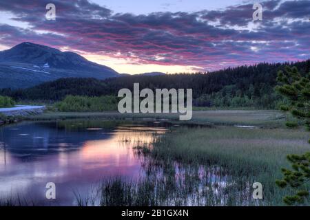 Tramonto al Parco Nazionale Rondane, Norvegia, Parco Nazionale Rondane, Grimsbu Foto Stock