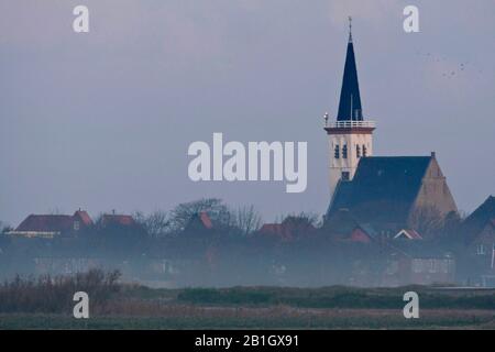 Chiesa di Den Hoorn su Texel in orninglight, Paesi Bassi, Den Hoorn Foto Stock