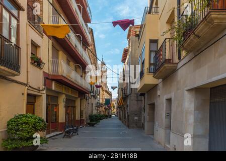 Gandesa, Spagna - 19 ottobre 2019: Vista sulla strada della città, Tarragona, Catalogna Foto Stock