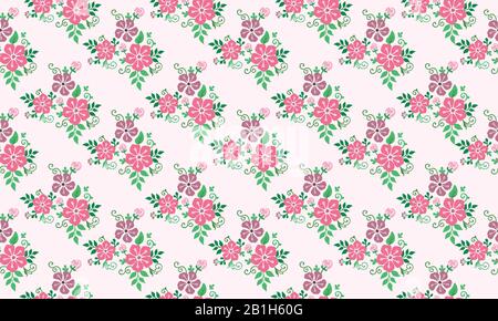 Moderno fiore primaverile, con foglie e motivi floreali di design di fondo. Illustrazione Vettoriale