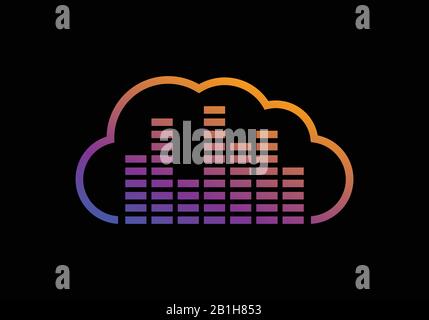 Concetto Di Design Del Logo Cloud Music Storage, Icona Musica Illustrazione Vettoriale