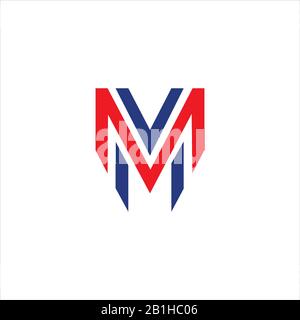 Modello iniziale del logo lettera mv o vm Illustrazione Vettoriale