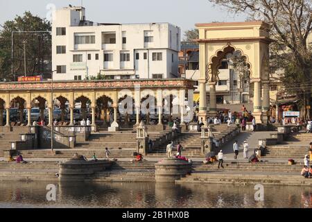 19th Mar 2019, Pune , Maharashtra, India. Architettura Alandi Ghat, Alandi Foto Stock