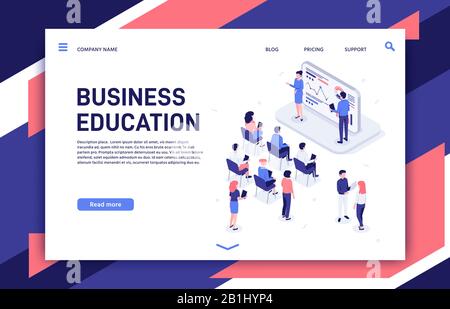 Formazione isometrica. Formazione professionale del team Aziende, insegnante di teambuilding e illustrazione dei vettori della conferenza sulla motivazione Illustrazione Vettoriale