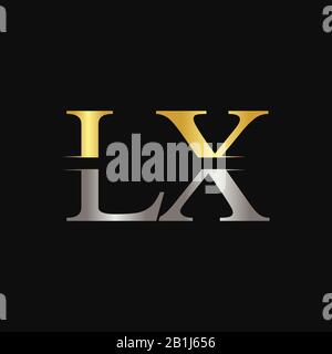 Modello vettore di disegno con logo lettera LX iniziale. Astratto nero lettera LX logo Design Illustrazione Vettoriale