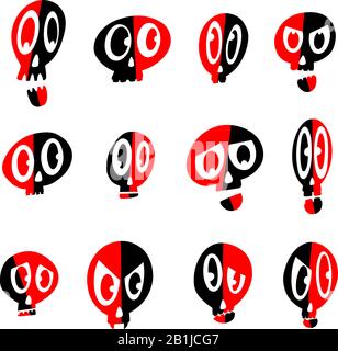 Una collezione di cartoni animati Vector Human e Character Skulls per Logos o icone Illustrazione Vettoriale