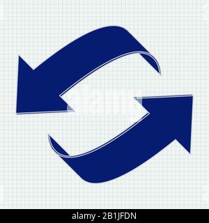 Frecce. Aggiornare il segno sullo sfondo di carta rigata Illustrazione Vettoriale