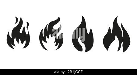 Fuoco fiamme, impostare icone vettoriali Illustrazione Vettoriale