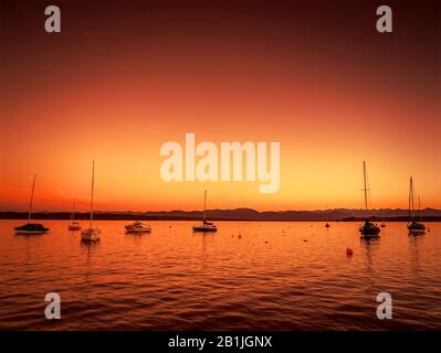 Lago Starnberg al tramonto, Germania, Baviera, tutzing Foto Stock