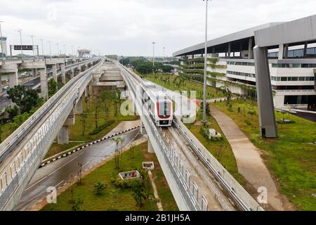 Giacarta, Indonesia - 28 gennaio 2018: People Mover all'aeroporto di Giacarta (CGK) in Indonesia. Foto Stock