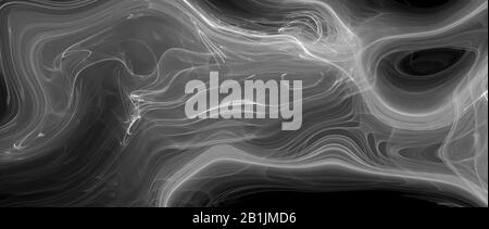 vernice ad olio a colori liquida in bianco e nero. sfondo astratto e texture. banner illustrativo. widescreen estremo. Foto Stock