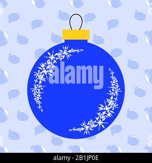 Giocattolo di Natale blu isolato piatto sotto forma di palline su uno sfondo chiaro . Design semplice per l'elaborazione. Illustrazione Vettoriale