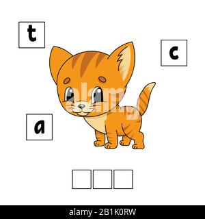 Puzzle di parole. Foglio di lavoro per lo sviluppo dell'istruzione. Gioco per bambini. Pagina attività. Puzzle per bambini. Indovinello per lo prescolare. Semplice vettore isolato piano ill Illustrazione Vettoriale