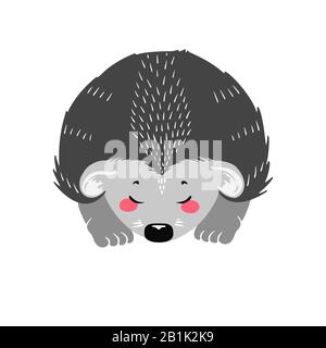 Cute hedgehog sullo sfondo bianco. Illustrazione disegnata a mano in stile scandinavo. Vettore Illustrazione Vettoriale