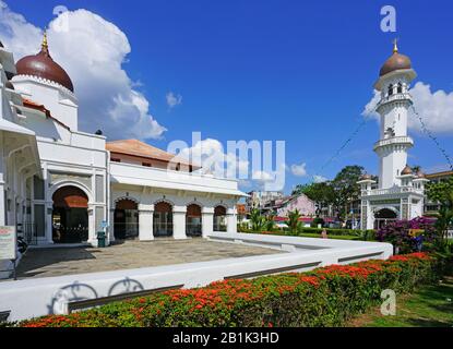GEORGE TOWN, Penang, Malesia - 8 Dic 2019- vista la Masjid Kapitan Keling, una pietra miliare della moschea Indiana si trova su Pitt Street di George Town, Penang, Foto Stock