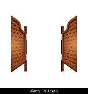 Vettore Vintage Western Swinging Saloon Bar Doors Illustrazione Vettoriale