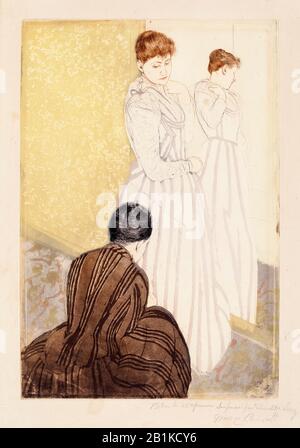 Mary Cassatt, stampa a secco a colori, il montaggio, 1890-1891 Foto Stock